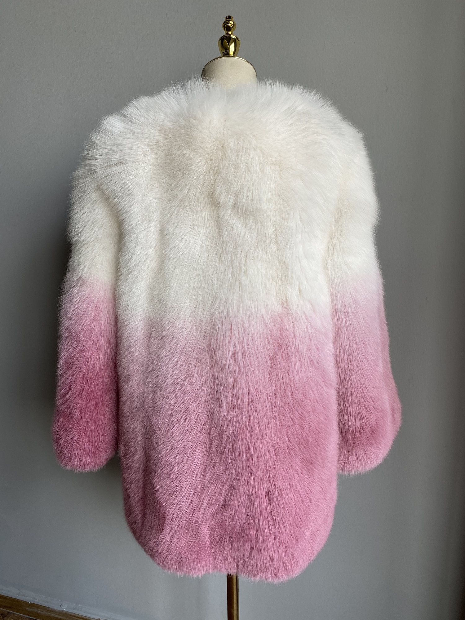 YY21105 New Arrival Fashion Full Pelt Real Natural Fox Fur Overcoat Real Fur Gradient Coats