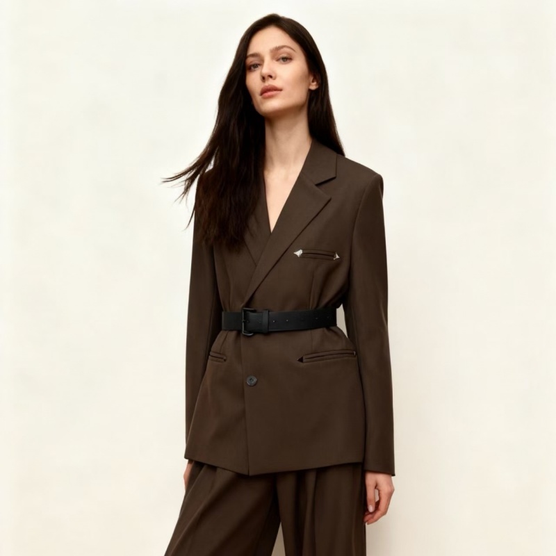 2026 New Women's Long Formal Office Anti-Wrinkle Worsted Fabric Loose-fit Suit Set Women's Suits &amp; Blazers