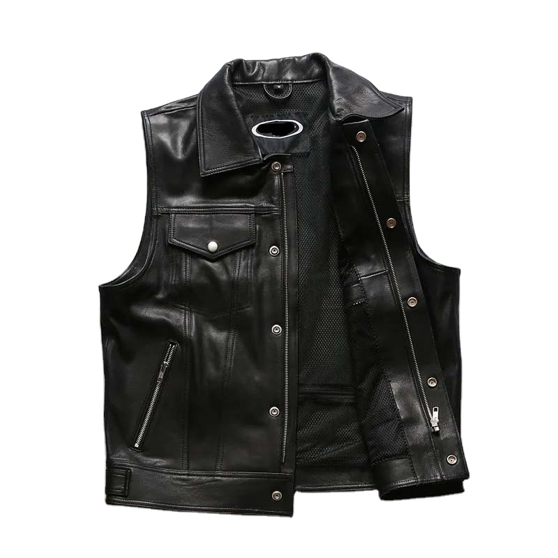 Latest Design Best Quality Men Leather Vest in Wholesale Price Custom Colors Adjustable Size Men Leather Vest Casual Wear
