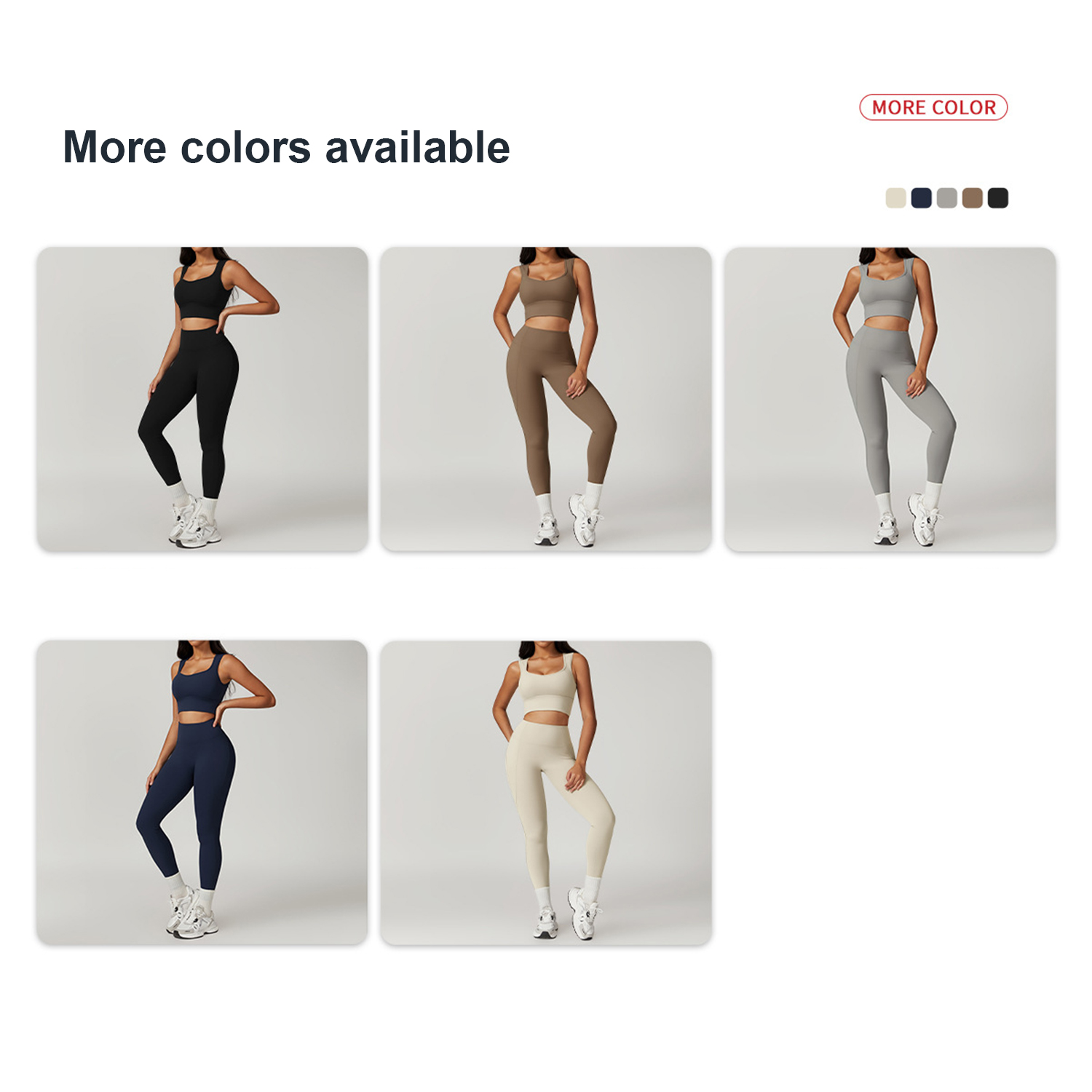 Custom High Quality 5 Piece Fitness Clothing Sportswear Gym Leggings Activewear Sports Shorts Bra Women Workout Yoga Wear Sets