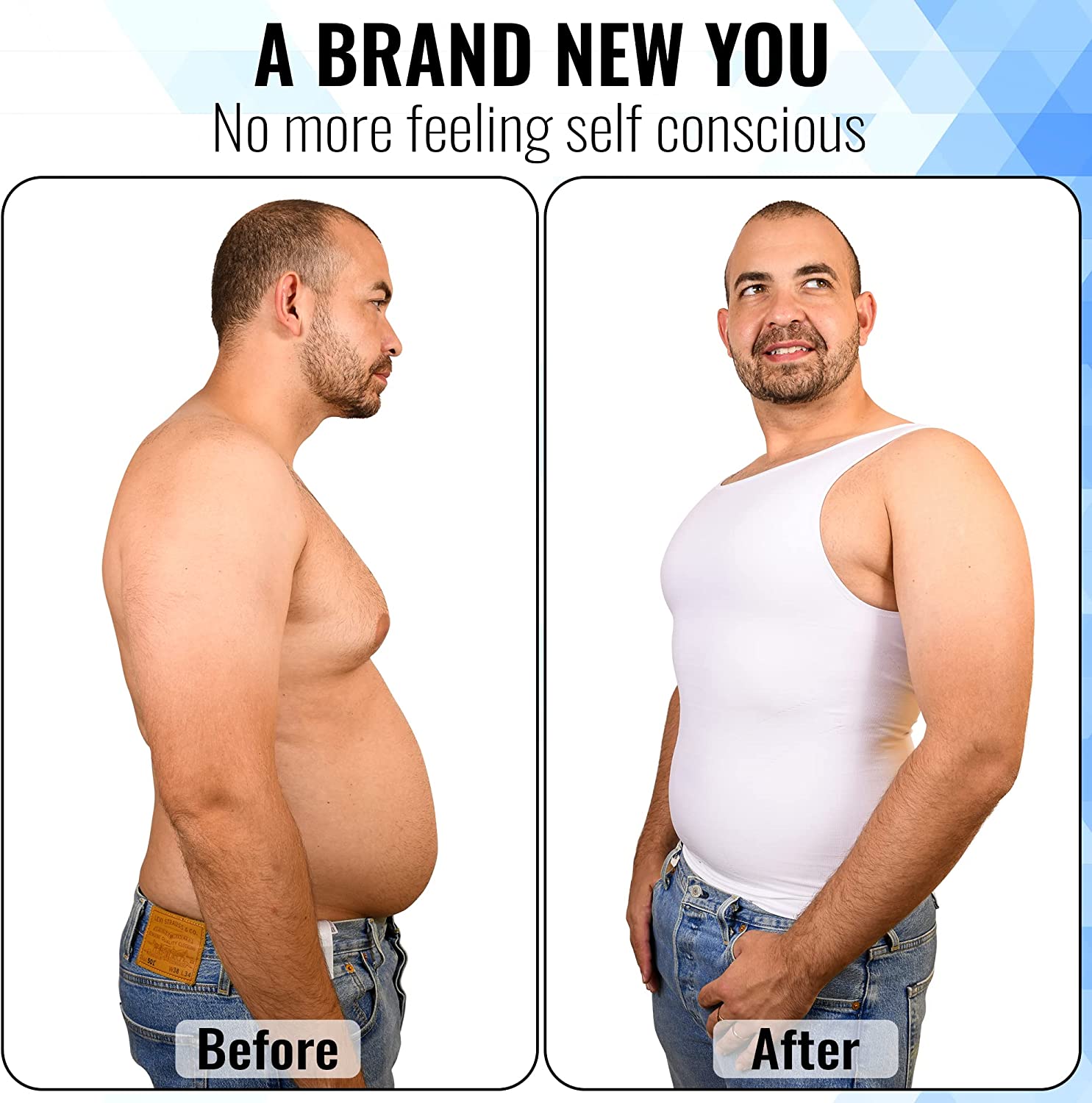 Fajas Gynecomastia Compression Shirts for Big and Tall Men Sleeveless Slimming Undershirts Tummy Control Body Shaper Tank Top