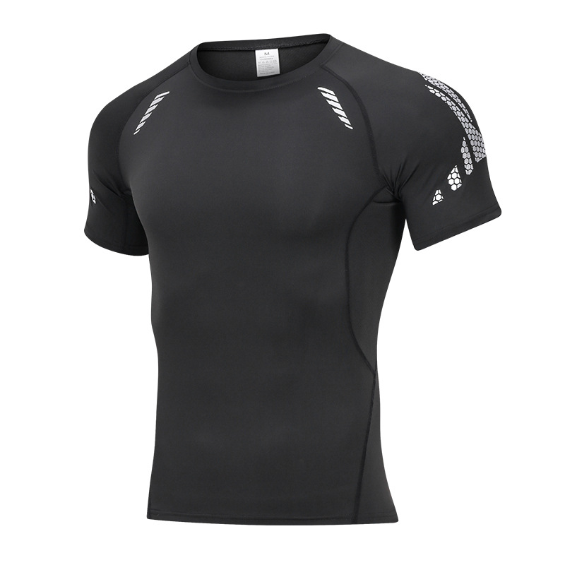 Wholesale Compression Shirt Men's Elastic Quick Drying Running Short Sleeve Men T-shirt Sports Fitness Tights
