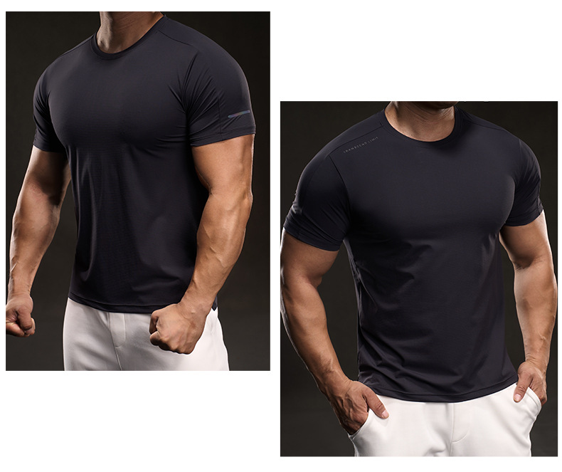 High Quality Activewear Gym Tshirt Men Breathable Slim Fit Sports Workout Fitness T-shirts Custom Logo Blank Casual Tee Shirts