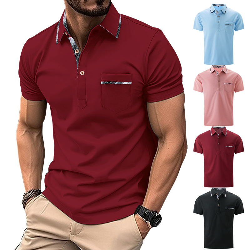 New Arrivals S-3XL Solid Men's Casual Polo Shirts Factory Button up Collar Leisure Style Shorts Sleeve Polo Shirts for Men