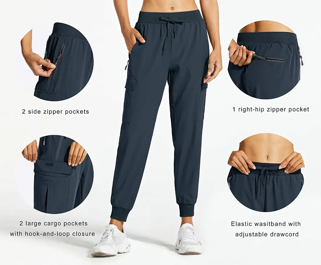 Womens Recycled Eco-Friendly Cargo Jogger Lightweight Quick Dry Hiking Stretching Pants