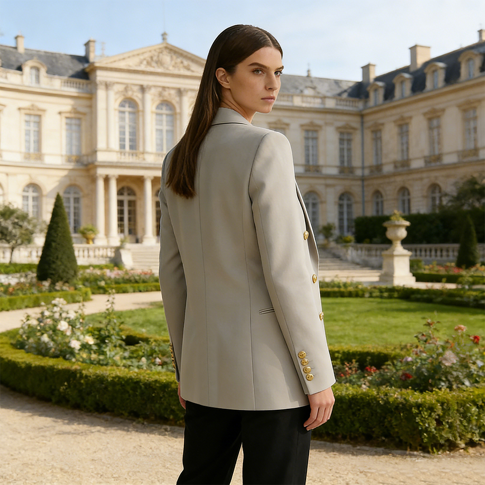 Premium Women's Double-Breasted Blazer - YSL-Style Silhouette &amp; Material, Bulk Order Supported