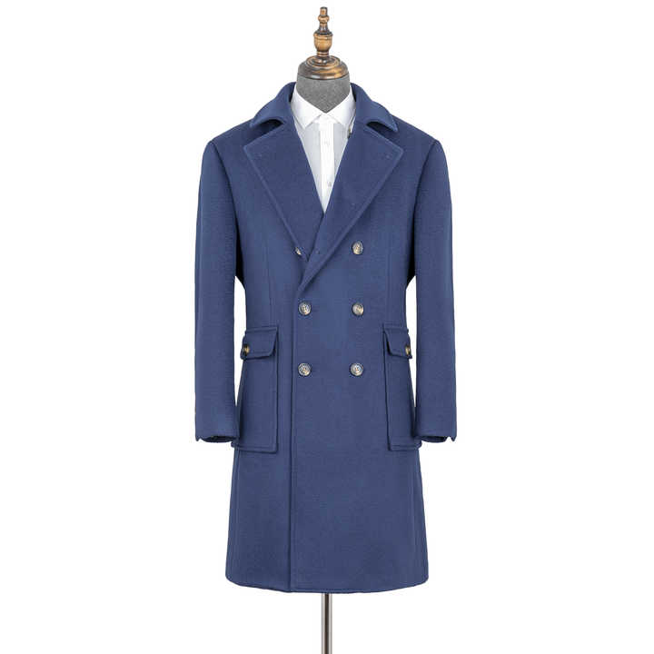 Fashion Autumn Winter Long Mens Coats Custom Slim Fit Double Breasted Wool Casual Overcoat Mens