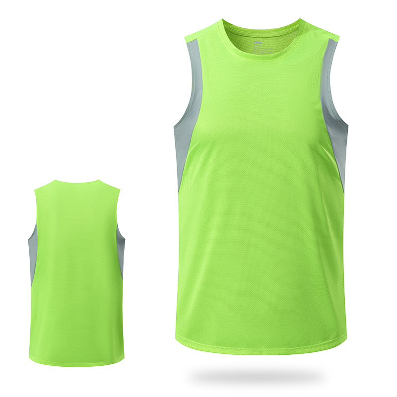 Custom Marathon Running Vest Polyester Workout T-shirt Sport Sleeveless Shirts Solid Loose Tees Bodybuilding Singlets for Men