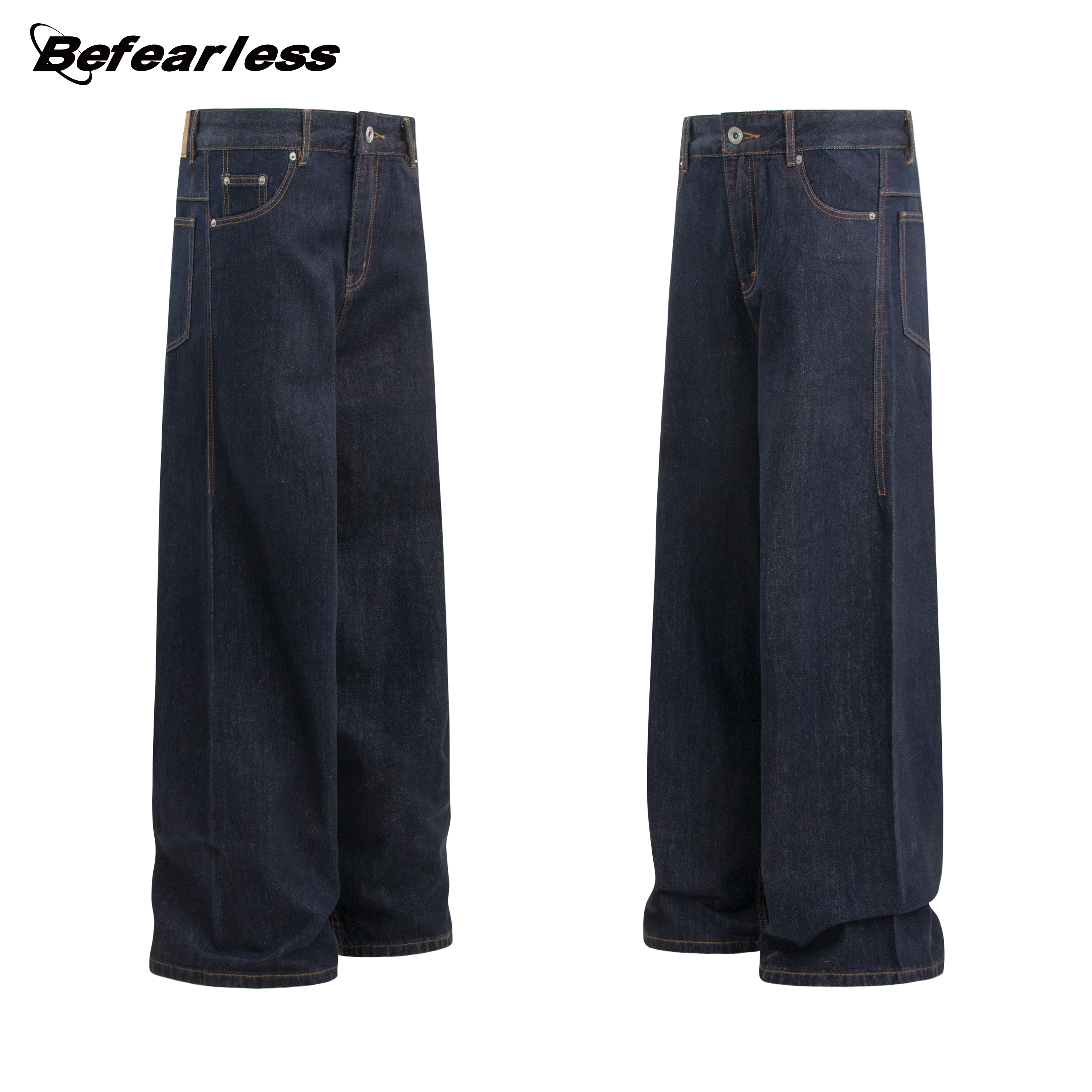 Manufacturer Custom High Quality Straight-leg Raw Denim Pants Streetwear Wholesale Unisex Casual baggy clean fit Wash Jeans