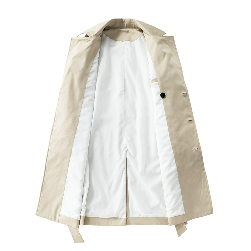 2025 Men's Balmacaan Coat Mid-Length Trench Coat Fashion Rivet Decor Oversized Lapel Collar Long Jacket Streetwear Wholesale