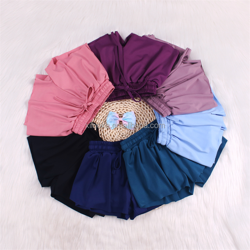 2 in 1 Kids Gym Sports Butterfly Shorts Tennis Running Summer Girls Shorts