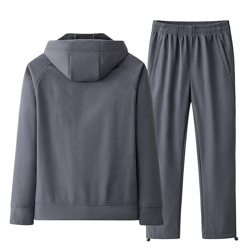 Men's Fleece Running Hiking Rain Hooded Jacket Outdoor Camping Climbing Cycling Suit Quick Dry Rain Jacket Windbreaker Suit