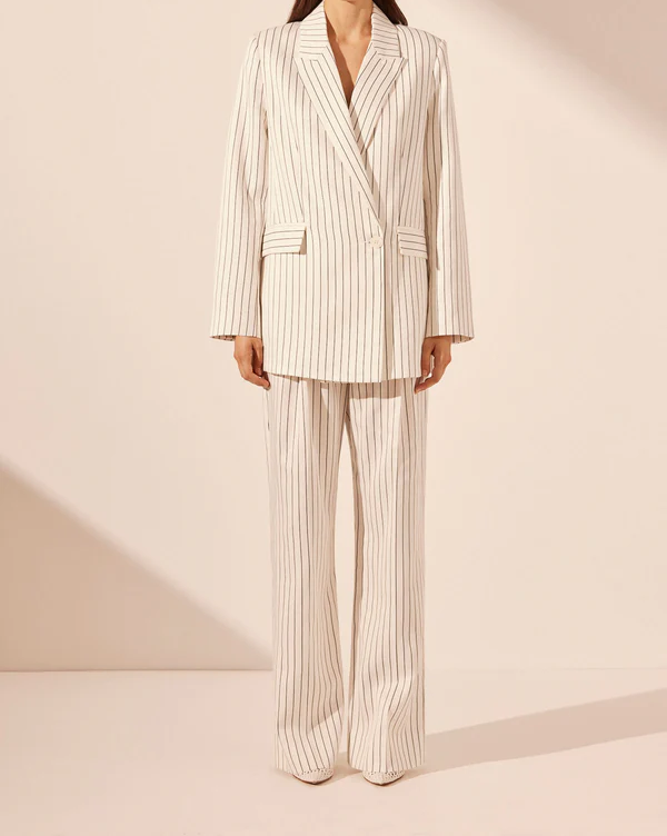 Wholesale Custom Women Casual Work Wear Blazer Set Oversize Fashion Business Suits Loose Wide Leg Pants Suits&amp;Blazers