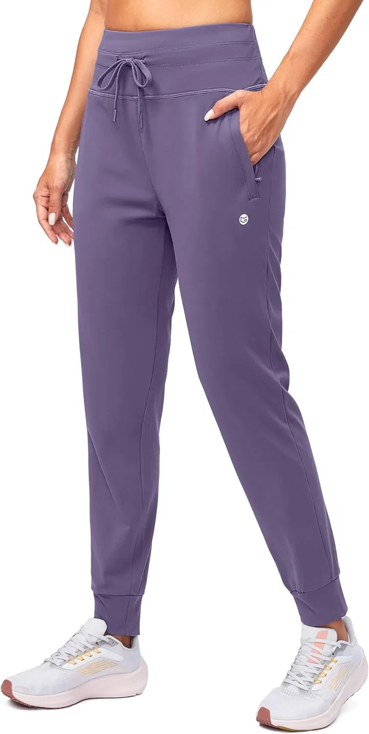Women's Fleece Lined Joggers High Waisted Water Resistant Thermal Winter Sweatpants Running Hiking Pockets
