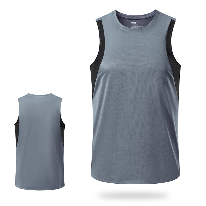 Custom Marathon Running Vest Polyester Workout T-shirt Sport Sleeveless Shirts Solid Loose Tees Bodybuilding Singlets for Men