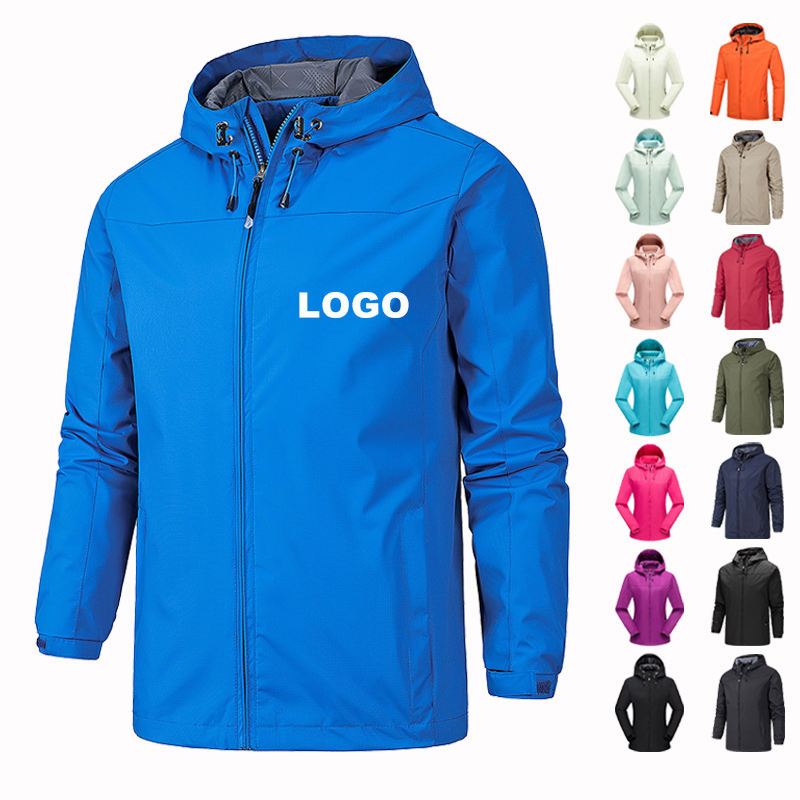 Blank Water Proof Wind Breaker Outdoor Jacket Custom Logo Waterproof Windbreaker Jackets Plus Size Men's Women's Jackets for Men