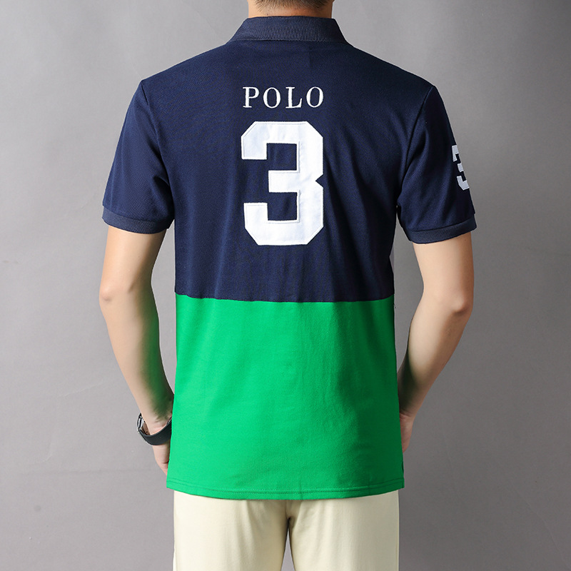 Men's High Quality 100% Cotton Pique Polo Shirts Plus Size 3D Embroidered Sporty Short Sleeve T-Shirts America Style