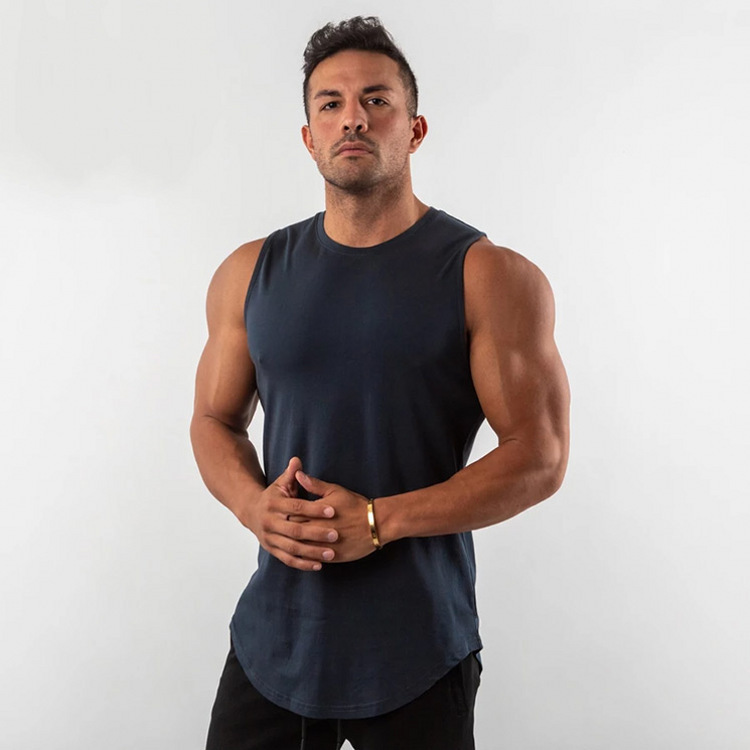 Wholesale Men's Custom Summer Workout Fitness Basketball Breathable Knitted Casual Style Gym Tank Top