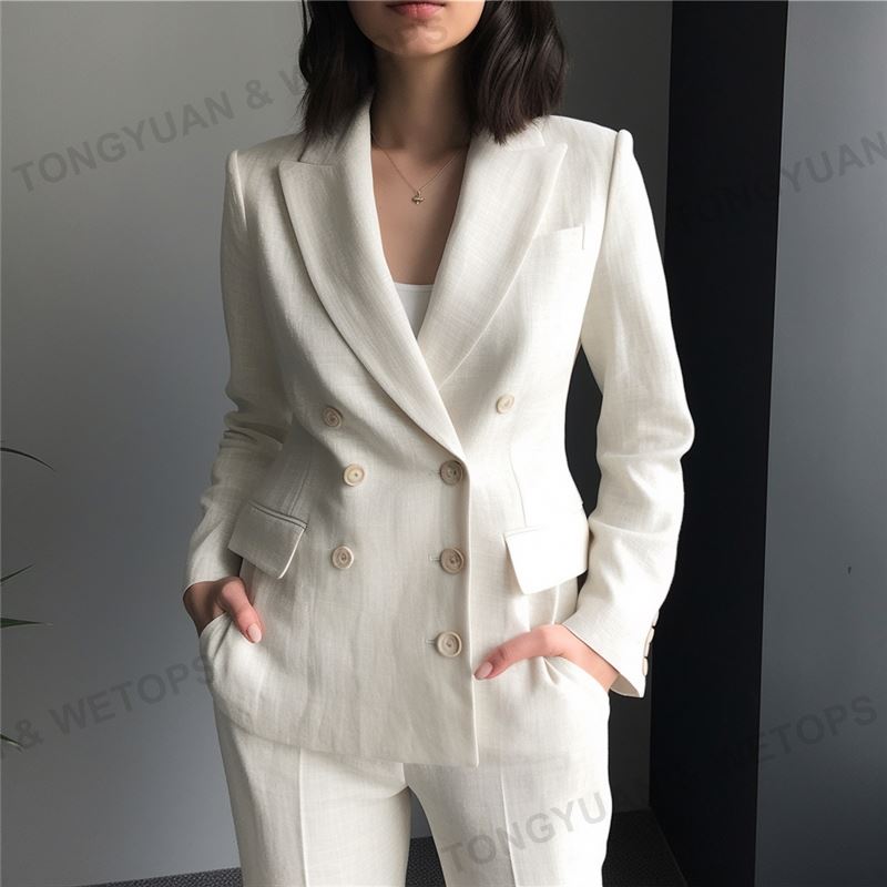 Oversized Custom Business Linen Suit Blazers for Women Ladies Women's Suits &amp; Tuxedo 2 Piece Set Suit