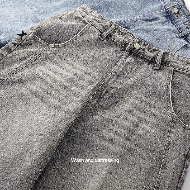QUICKSHOW Streetwear Y2k Jeans Men Super Wide Leg Scimitar Pants Stack Jeans Whisker Oversized Loose Baggy Jeans for Men