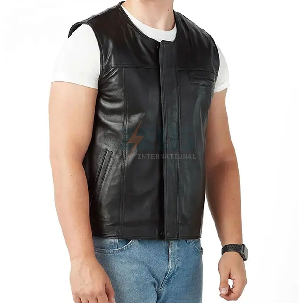 2026 Custom Made Wholesale Rate Men Leather Vest Top Quality Breathable Durable Material Leather Vest