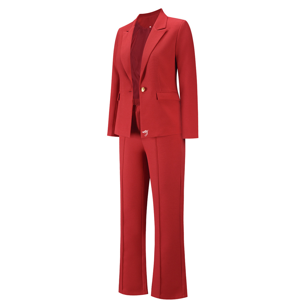 Women's Formal Red Blazers Autumn Solid Style Suits &amp; Blazers for Ladies
