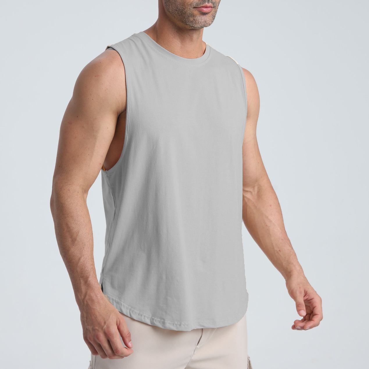 Custom Logo Breathable Plus Size Cotton Gym Muscle Sleeveless Sportswear Singlet Workout Fitness Tank Top Sport Vest for Men