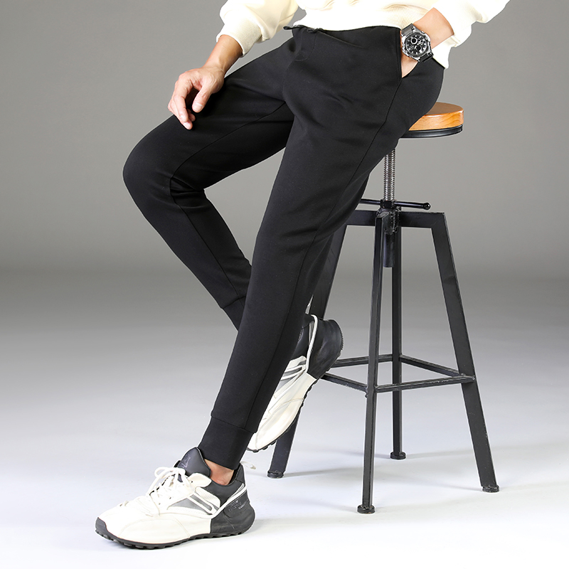 Casual Two Solid Colors Plain Jogger with Elasticated Trousers Foot Side Pocket Sports Trousers for Men