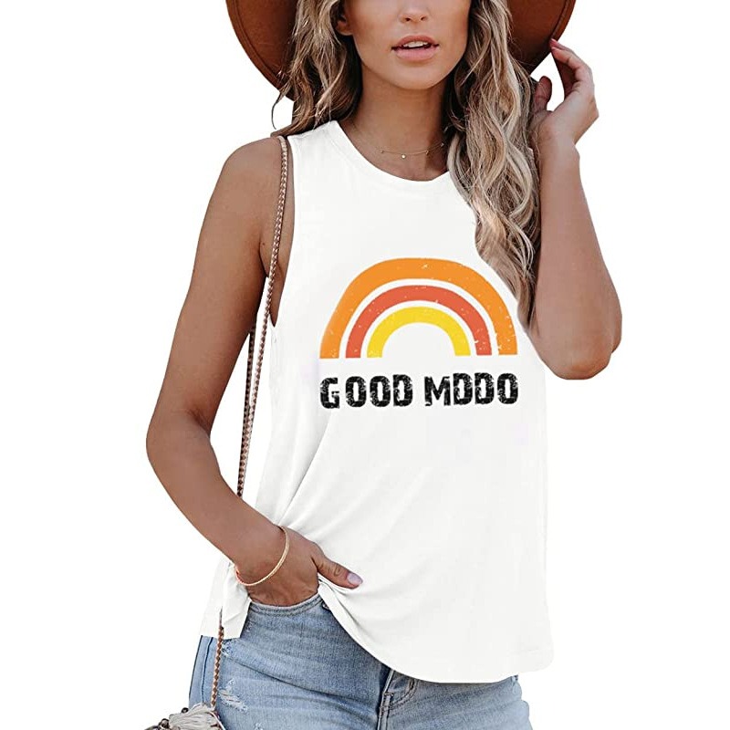 Lady's High Quality Cotton Vest Custom Logo Sport Casual Sleeveless Tank Tops Breathable Crew Neck Pattern Modal Fabric