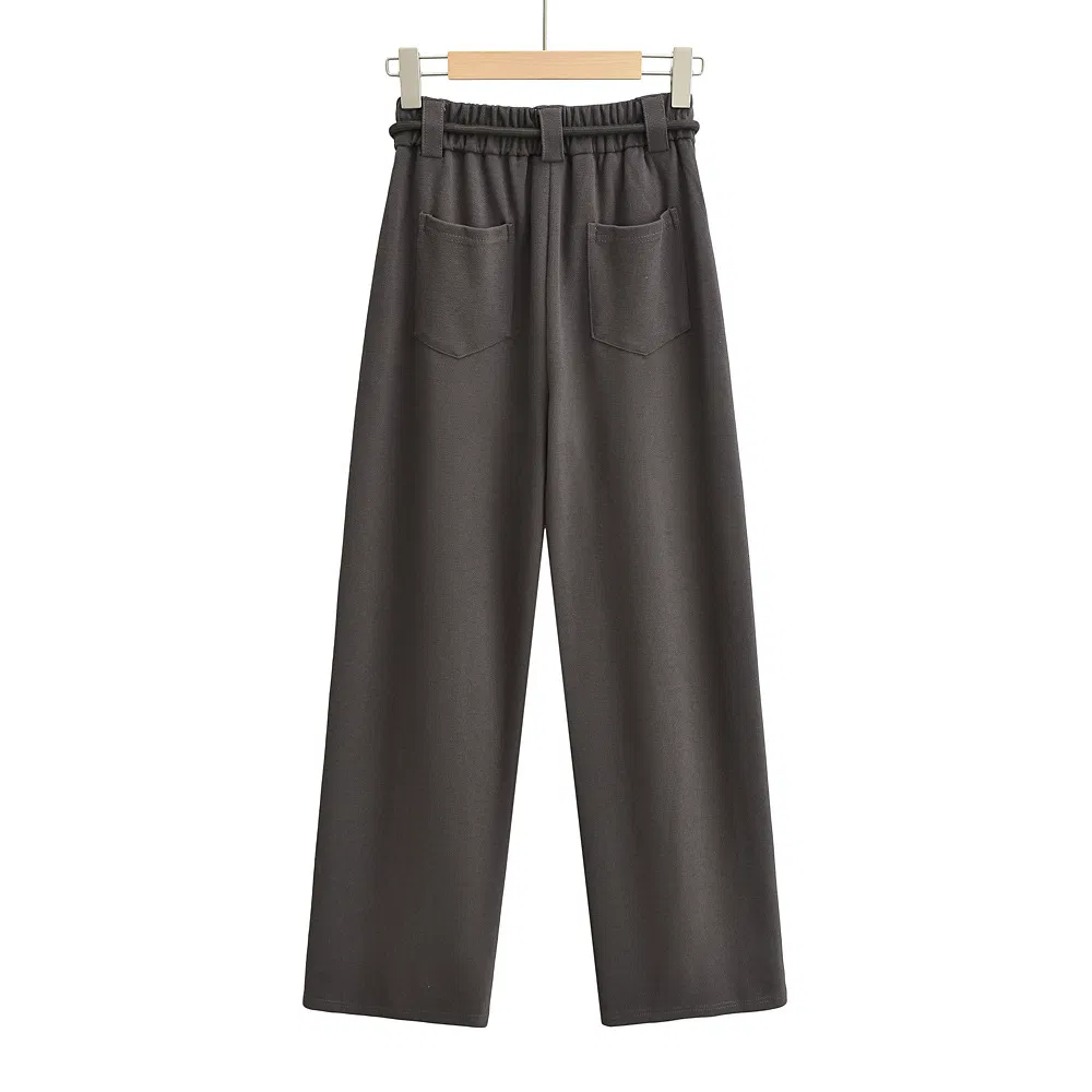 High Quality Wide Legs Ladies Sweatpants Waist Loop Drawstring Back Pocket Elastic Waistband Female Trousers Joggers Women
