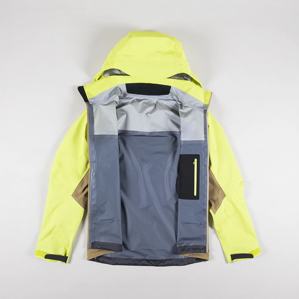 Custom Logo Mens GORE-TEX Hard Shell Jacket Euphoria Yellow Brown Waterproof Outdoor Windbreaker Jacket