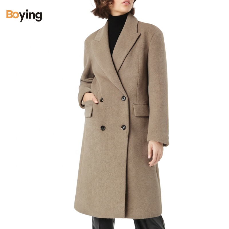 Boying 2026 New Style Women's Casual Wool Trench Jacket Double-Breasted Long Length Double-Faced Felt Fabric Hot Sale Coat