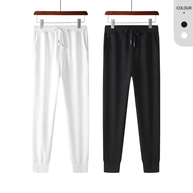 Casual Two Solid Colors Plain Jogger with Elasticated Trousers Foot Side Pocket Sports Trousers for Men
