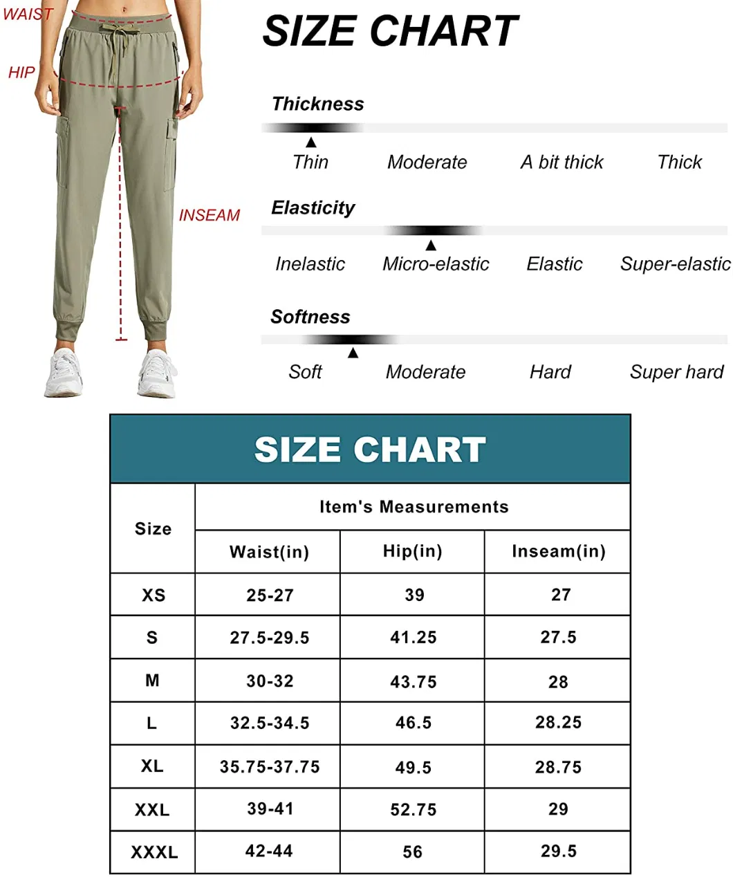 Womens Recycled Eco-Friendly Cargo Jogger Lightweight Quick Dry Hiking Stretching Pants