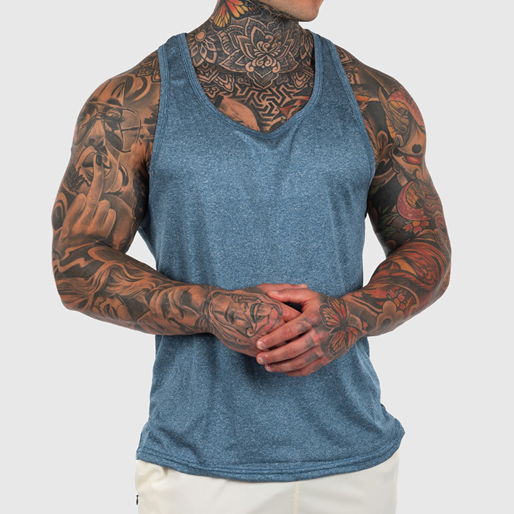 Wholesale Price Men Sleeveless Gym Training Athletic Workout Shirts Polyester Men's Bodybuilding Stringer Tank Top Muscle Shirt