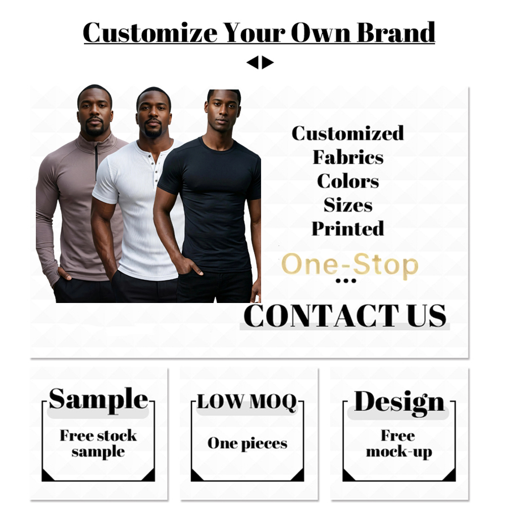 Fitness Clothing Factory Mens Mock Neck Raglan Sleeve Embossed Custom Print Activewear Sportswear Gym Compressed Running t Shirt