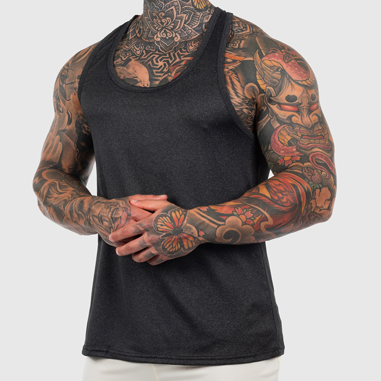 Wholesale Price Men Sleeveless Gym Training Athletic Workout Shirts Polyester Men's Bodybuilding Stringer Tank Top Muscle Shirt