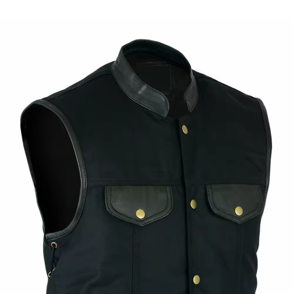 Breathable Men's Leather Vest Zipper Private Label Design Sleeveless Winter Warm Wear Wholesale High Quality OEM Service