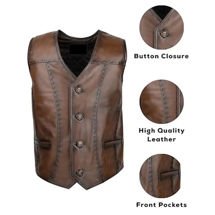2026 Genuine Leather Vest Motorcycle Biker Leather Vest Riding Waistcoat Leather Vest Top Higher Stylish Design With Custom own.