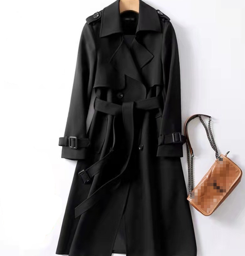 Dropship Factory Wholesale Autumn Casual Long Trench Overcoat Plus Size Long Sleeve Windbreaker for Women Trench Coat Outerwear