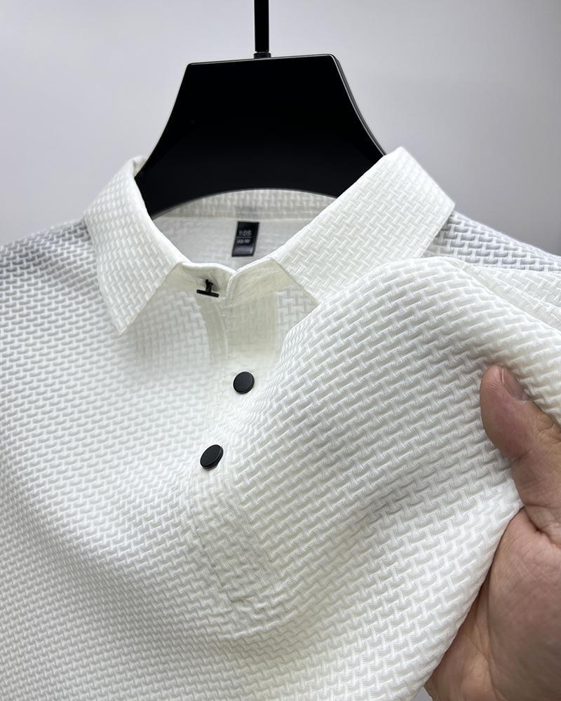 Custom Men's Short-sleeve Polo Shirt Summer Business Fashion T-shirt Button Ice-feel Breathable Fabric Best Golf Dark Color