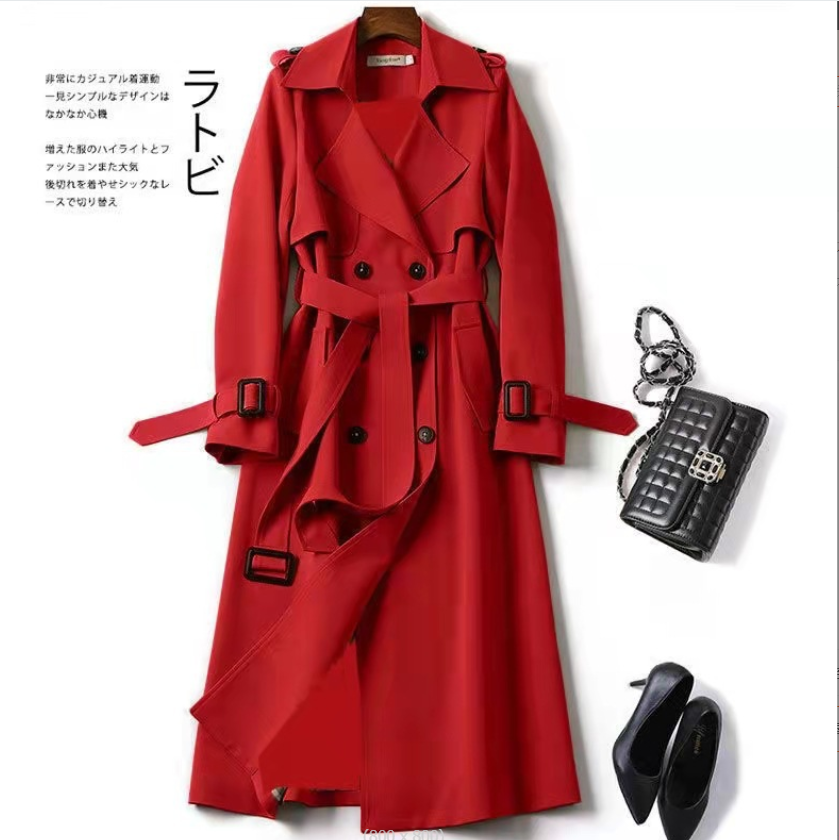 Dropship Factory Wholesale Autumn Casual Long Trench Overcoat Plus Size Long Sleeve Windbreaker for Women Trench Coat Outerwear