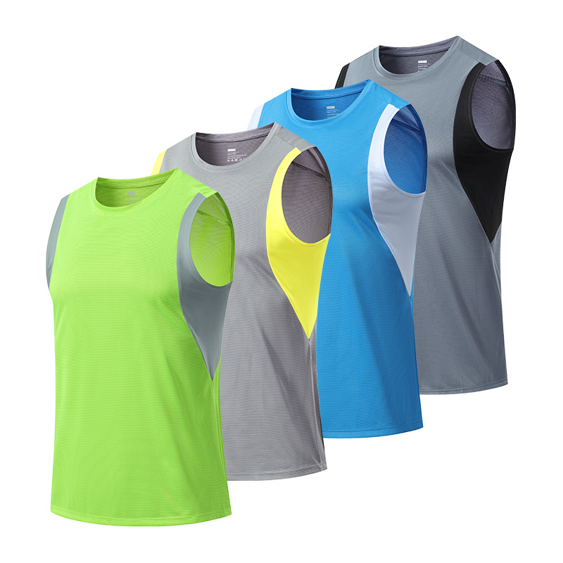 Custom Marathon Running Vest Polyester Workout T-shirt Sport Sleeveless Shirts Solid Loose Tees Bodybuilding Singlets for Men