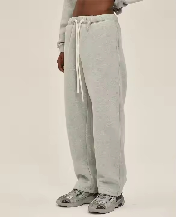Custom Embroidered Heavy Flare Pants - Wool Blend Jogger Fit Cotton Wide Leg