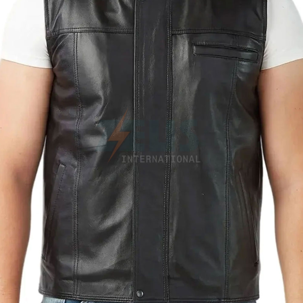 Men Leather Vest Detail 6