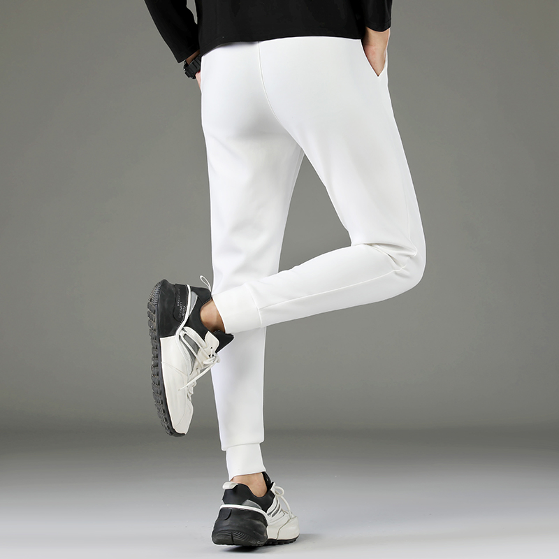 Casual Two Solid Colors Plain Jogger with Elasticated Trousers Foot Side Pocket Sports Trousers for Men