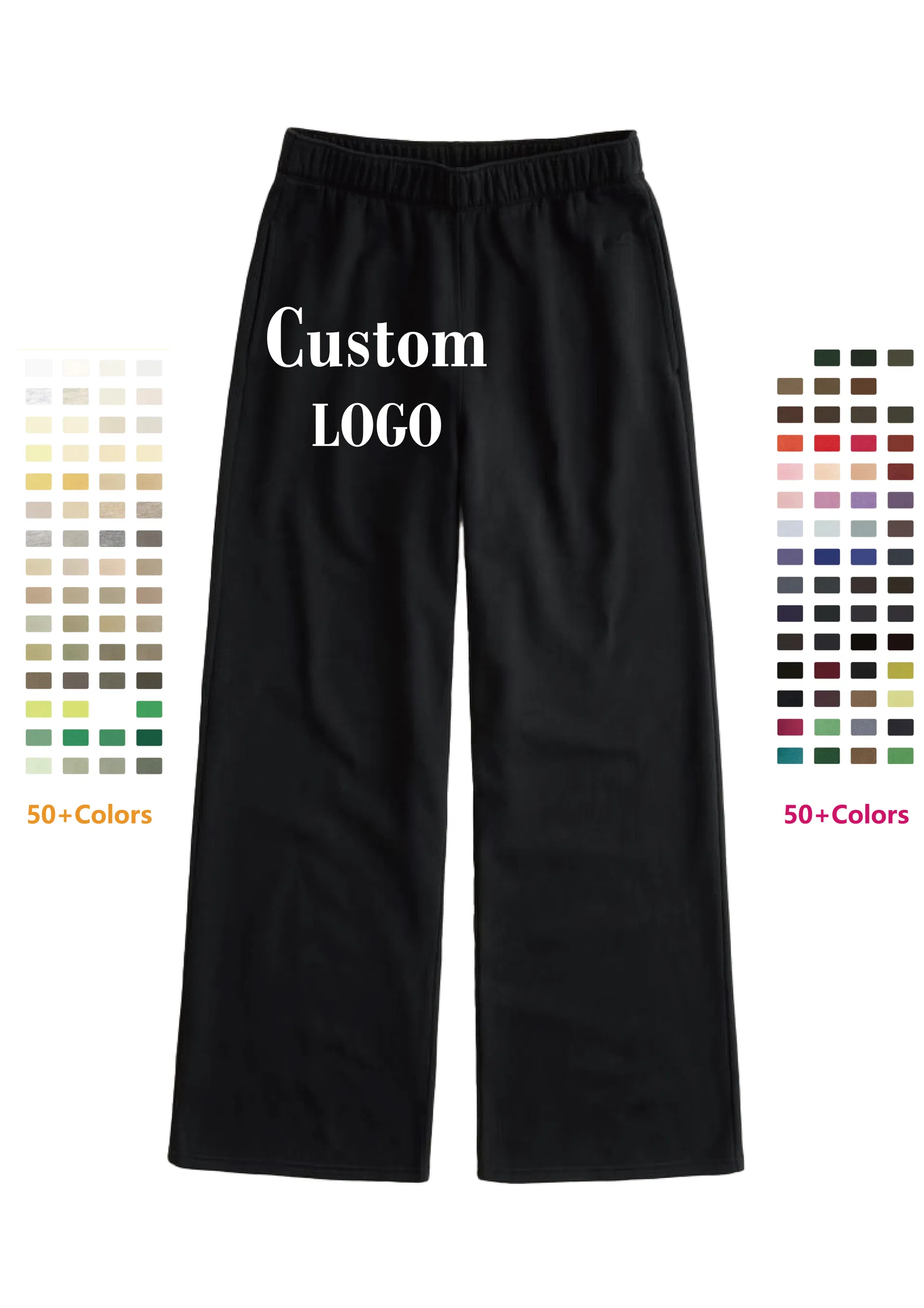 Custom Embroidered Heavy Flare Pants - Wool Blend Jogger Fit Cotton Wide Leg