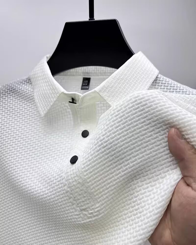 Custom Men's Short-sleeve Polo Shirt Summer Business Fashion T-shirt Button Ice-feel Breathable Fabric Best Golf Dark Color