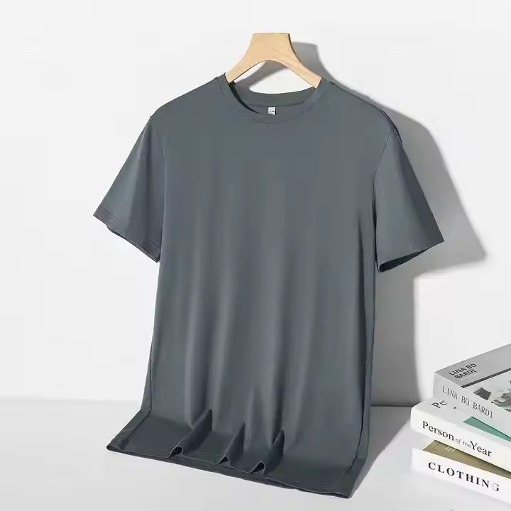 Active Wear Plus Size Men's Athletic T Shirts Shorts Sleeve Light Weight Ice Modal Workout Basic Sport Gym T-shirts for Men