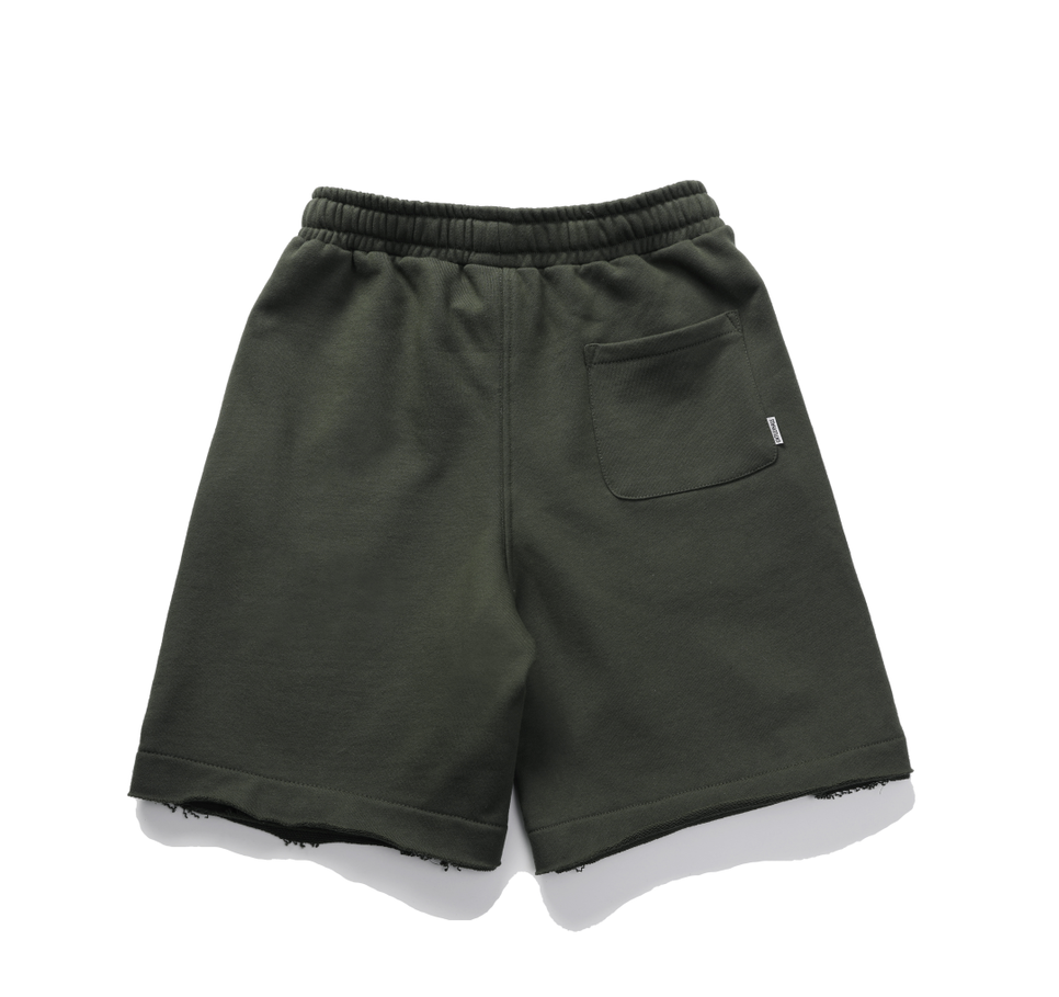 High Street Custom French Terry Solid Colors Oversized Shorts for Men Raw Edges Summer Sweat Shorts Vintage Distressed Shorts
